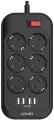 Сетевой фильтр LDNIO SE6403 6 розеток 2500W + 4 USB порта AUTO-ID