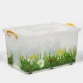 Контейнер для хранения с крышкой «Hide box. Трава», 50 л, 60×38×31 см, на колёсиках, микс