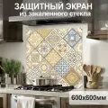 Защитный экран от брызг на плиту 600х600х4мм. Стеновая панель для кухни из закаленного стекла. Фартук для кухни на стену