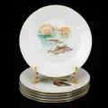 Набор тарелок на 6 персон, украшенный видами рыб в среде обитания, фарфор, деколь