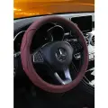 Оплетка на руль экокожа/ Диаметр 38 см/Цвет бордовый.