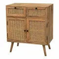 Комод из массива манго с ротангом, 2 ящика, с ножками, бежевый, для гостиной, для спальни