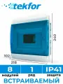 Щит распределительный встраиваемый TEKFOR ЩРВ-П-8 пластиковый на 8 модулей / Щиток электрический квартирный с дверцей IP41