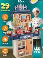 Кухня детская игровая с водой и паром WiMi, со светом и звуком, с игрушечной посудкой и краном