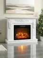 Камин электрический напольный Fires Merlin Соренто 24 белый c очагом, эффект звука потрескивания дров, живого пламени