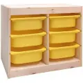 Деревянный стеллаж труфаст 63х44х52 с желтыми (6 шт) контейнерами
