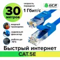 Кабель для интернета LAN UTP cat.5e 1 Гбит/с RJ45 LAN CCA контакты 24K GOLD (GCR-LNC500) синий 30.0м