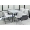 Обеденная группа Монро Кватро, стол термопластик, 110(140)х70 см, обивка дивана и стульев антивандальная, моющаяся, антикоготь, цвет светло-серый