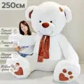 Большой плюшевый мишка, мягкая игрушка мишка Тони Шарф 250 см, белый
