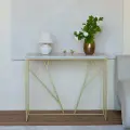Консоль золотая для гостиной, прихожей, столешница ЛДСП, 1000*350*830, EVA
