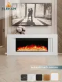 Камин электрический ELEKAM Line 38 напольный с очагом и порталом, с пультом, обогревом и имитацией огня (Электрокамин)