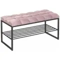 Банкетка в прихожую RUBY MINI, черный, Dusty Pink, каретная стяжка