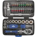 Mos Мини-набор инструмента (биты, головки, вороток, удлинитель), 38 шт, пластиковый кейс 65000М