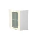 Кухонный шкаф угловой навесной, Кухня Валерия, ШВУ590 со стеклом, Белый / Ваниль Глянец