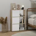 Стеллаж напольный 102,4х29,3х70см с дверцами полками для книг в гостиную детскую ванную комод Кео СТЖ-300 белый сонома