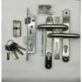 Комплект замка с ручкой для калитки (Premium -нержавейка 304 )Матовый нмкель 80мм ключ-ключ