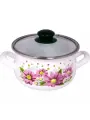 Кастрюля 4,0л. стекл./кр. Розовые герберы