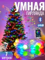 Умная гирлянда шарики RGB с управлением через смартфон, пульт ДУ, 7 метров