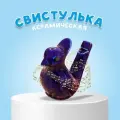 Детская музыкальная игрушка Свистулька керамическая. Птичка с хохолком, цвет синий