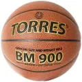 Мяч баскетбольный TORRES BM900, р.5, ПУ-композит, нейлон. корд, темнооранжевый-черный