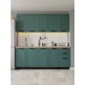 Кухонный гарнитур Орбита прямой 2,0 м, зеленый с ящиками без столешницы с фрезеровкой