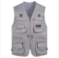 Жилет с карманами для рыбалки, охоты, рабочий, серый, 2XL