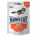 Happy Cat Паучи для взрослых кошек, с говядиной, печенью и зеленым горошком, кусочки в желе 24 шт*85 гр