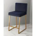 Барный стул визажиста синий/золото Johny Wood, для салона и домашнего использования на металлическом основании