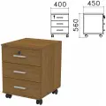 Тумба подкатная Канц, 400х450х560 мм, 3 ящика, замок, цвет орех пирамидальный, ТК29.9