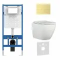 Инсталляция с унитазом комплект 6 в 1, унитаз TORNADO безободковый белый BILBAO ALTO (IB. BLA.234.1B1), клавиша смыва золото матовое, нержавеющая сталь INOX-S (IB. B016.03)