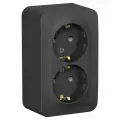 Systeme Electric Blanca наружная Антрацит Розетка 2-ая с/з без шторок 16А, 250В, изолир. пластина, BLNRA010216