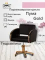 Парикмахерское кресло Пума Gold, черный цвет, основание - пятилучье