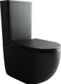 Унитаз-компакт напольный Ceramicanova Metropol CN4001MB с микролифтом, безободковый, черный, фарфоровый, антивсплеск, с нижним подводом овальный