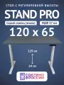 Стол двухмоторный с регулируемой высотой Stand PRO подстолье белое и столешница МДФ Сланцево-серая 120х65