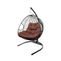 Подвесное кресло m-group для двоих с ротангом чёрное, коричневая подушка