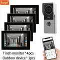 Приложение Wi-Fi Tuya, видеодомофон, 1080P, видеодверной звонок, HD-камера для квартиры, сенсорный монитор 7/10 дюймов, разблокировка одной кнопкой, обнаружение движения, KW06 AHD7 1 to 4