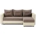 Угловой диван-кровать Ария раскладной 225х78х150 см правый угол Корфу коричневый и экокожа беж