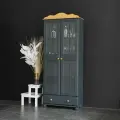 Шкаф витрина Бритта двухдверный серый/антик