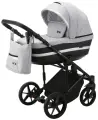 Коляска универсальная Adamex RIMINI LUX 3 в 1, RI-13 - светло-серая, черная кожа, серебристая вставка