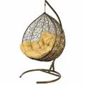 Подвесное кресло Bigarden Gemini, искусственный ротанг, металл, коричневое, с подушками