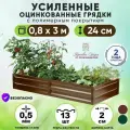 Грядки оцинкованные на дачу усиленные 3х0,8 метра / ограждения металлические для цветов ягод зелени и овощных культур / грядка для сада и огорода высота борта 24 см
