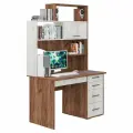 Стол компьютерный Пирамида СК-56, Дуб крафт табак/Артвуд светлый, ЛДСП, с ящиками и надстойкой