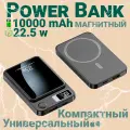 Портативный аккумулятор 10000 mAh, Fast Charging с магнитной беспроводной зарядкой Magsafe для iPhone и Android, Черный