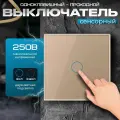 Выключатель одноклавишный сенсорный проходной Livolo золотой