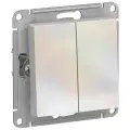 Переключатель двухклавишный жемчуг сх.6, 10АХ, механизм Schneider Electric AtlasDesign (комплект 9шт)