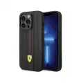 Ferrari для iPhone 14 Pro чехол Leather Embossed stripes Hard Black
