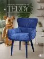 Стул кресло Тедди, шенилл, мягкий для кухни, цвет синий