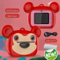 Детский фотоаппарат мгновенной, моментальной печати фото Обезьянка/полароид +CD карта 32GB (Красный)