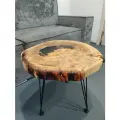 Журнальный / кофейный стол из эпоксидной смолы и массива карагача 50x50x50. ART-SLAB