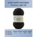 Пряжа Alize Happy Kids Baby: 60 (черный), 4 шт 100г 310м , 65% акрил 25% шерсть 10% бамбук